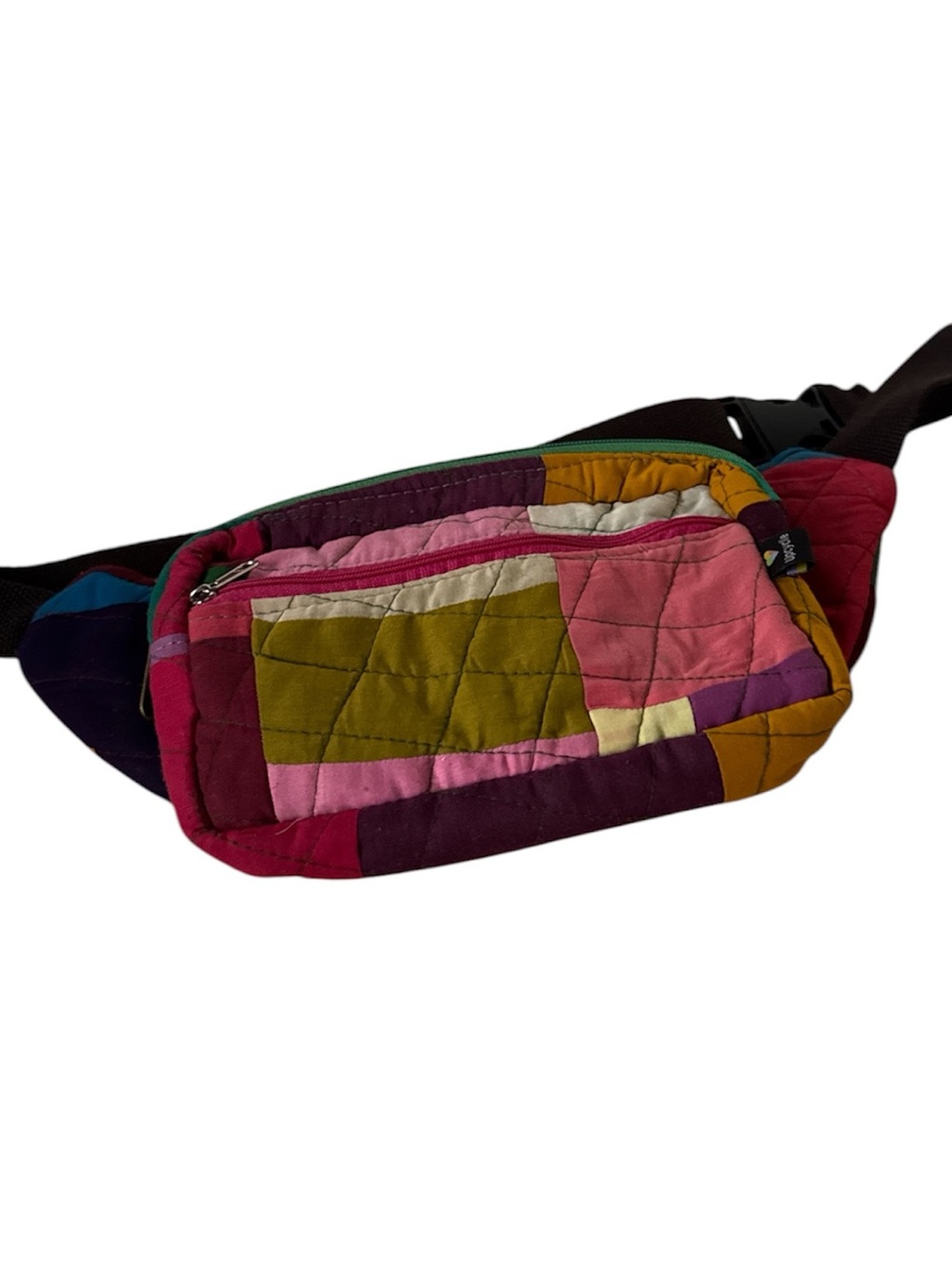 Upcyclie Colorblock Quilted Patchwork Crossbody Belt Bag - Multicolor EUC